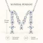 Customized Labgrown Diamond Initial Letter M Pendant Necklace IGI Certified for Men Women | Customizable for A to Z Alphabets