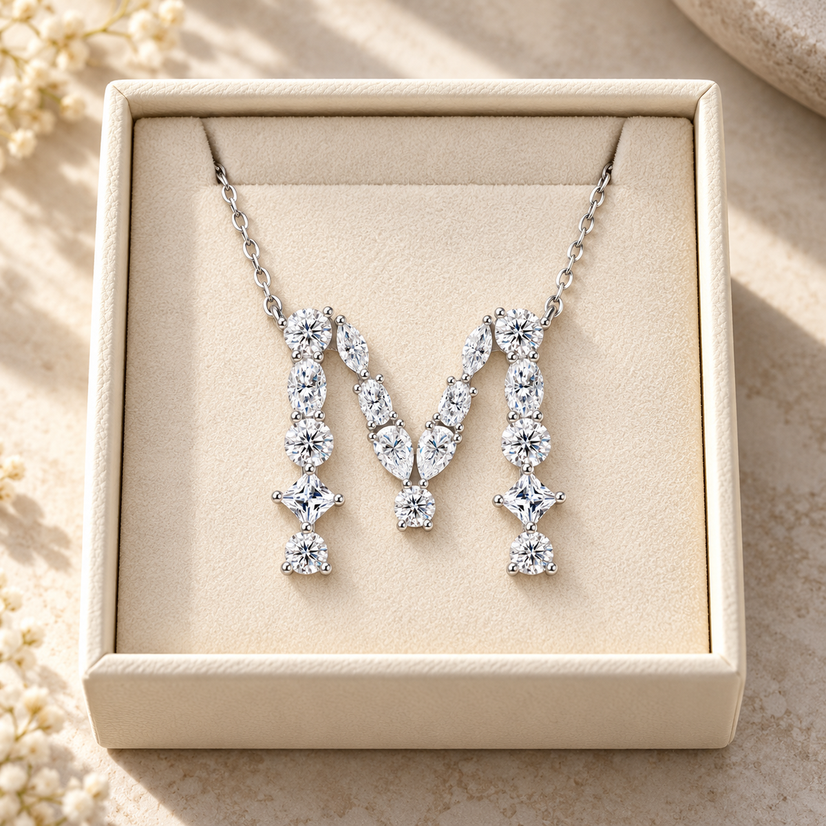 Customized Labgrown Diamond Initial Letter M Pendant Necklace IGI Certified for Men Women | Customizable for A to Z Alphabets