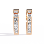 Linear Luxe Princess Diamond Hoops