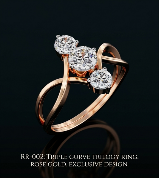 Modern Three Stone Lab Grown Diamond Ring