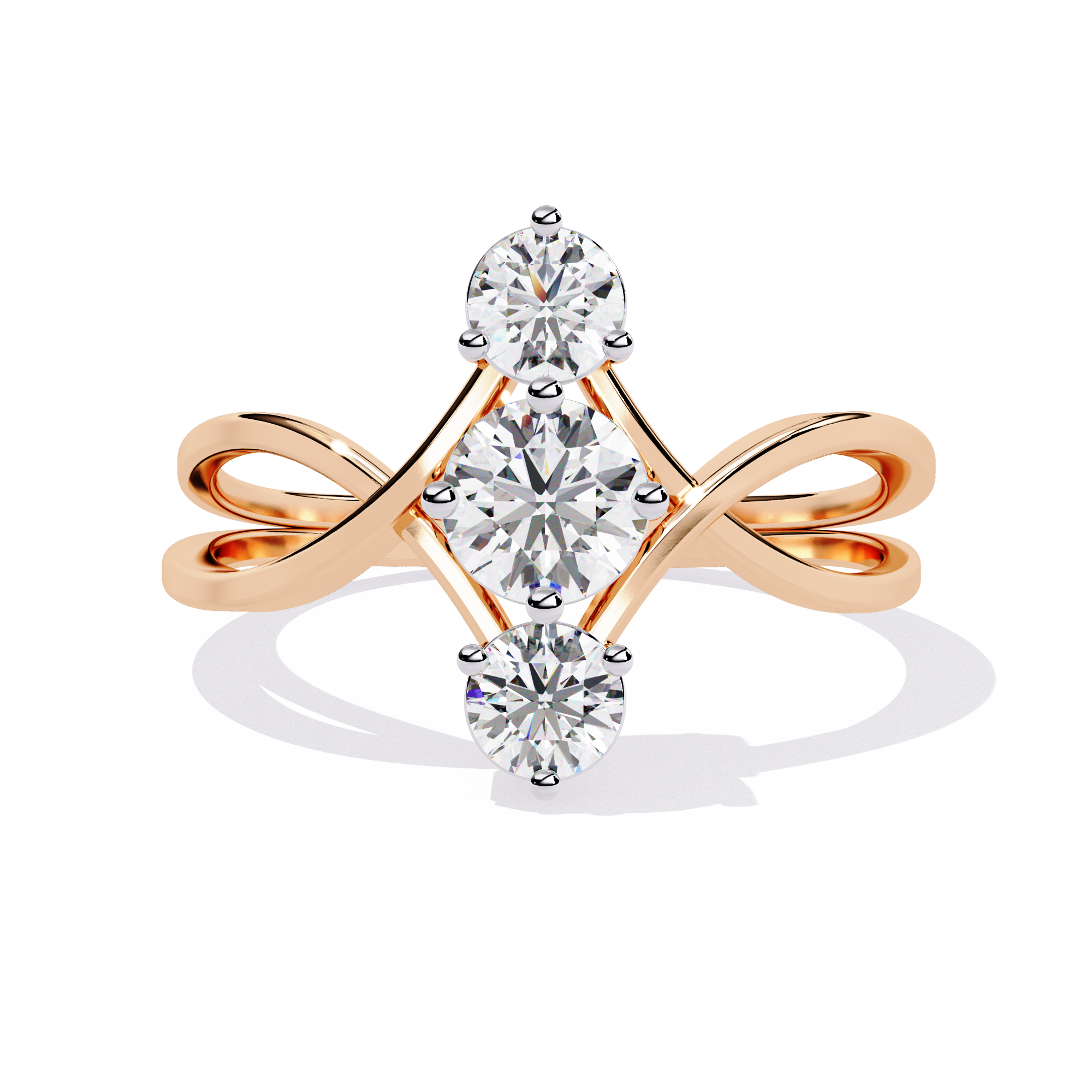 Modern Three Stone Lab Grown Diamond Ring