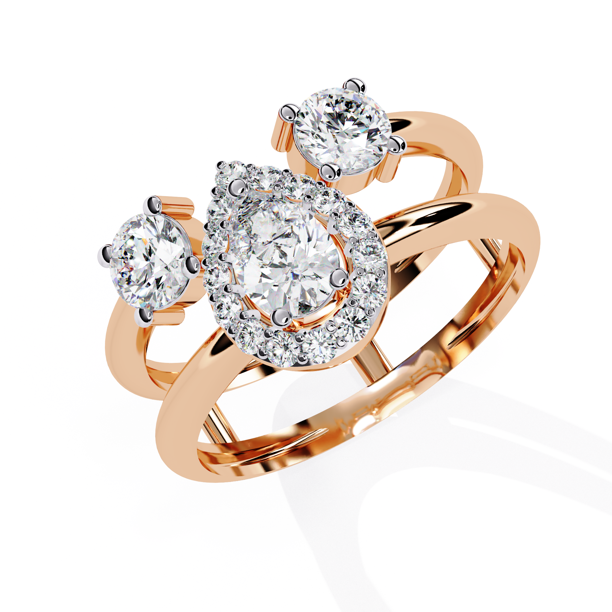 Pear Cut Halo Lab Grown Diamond Ring