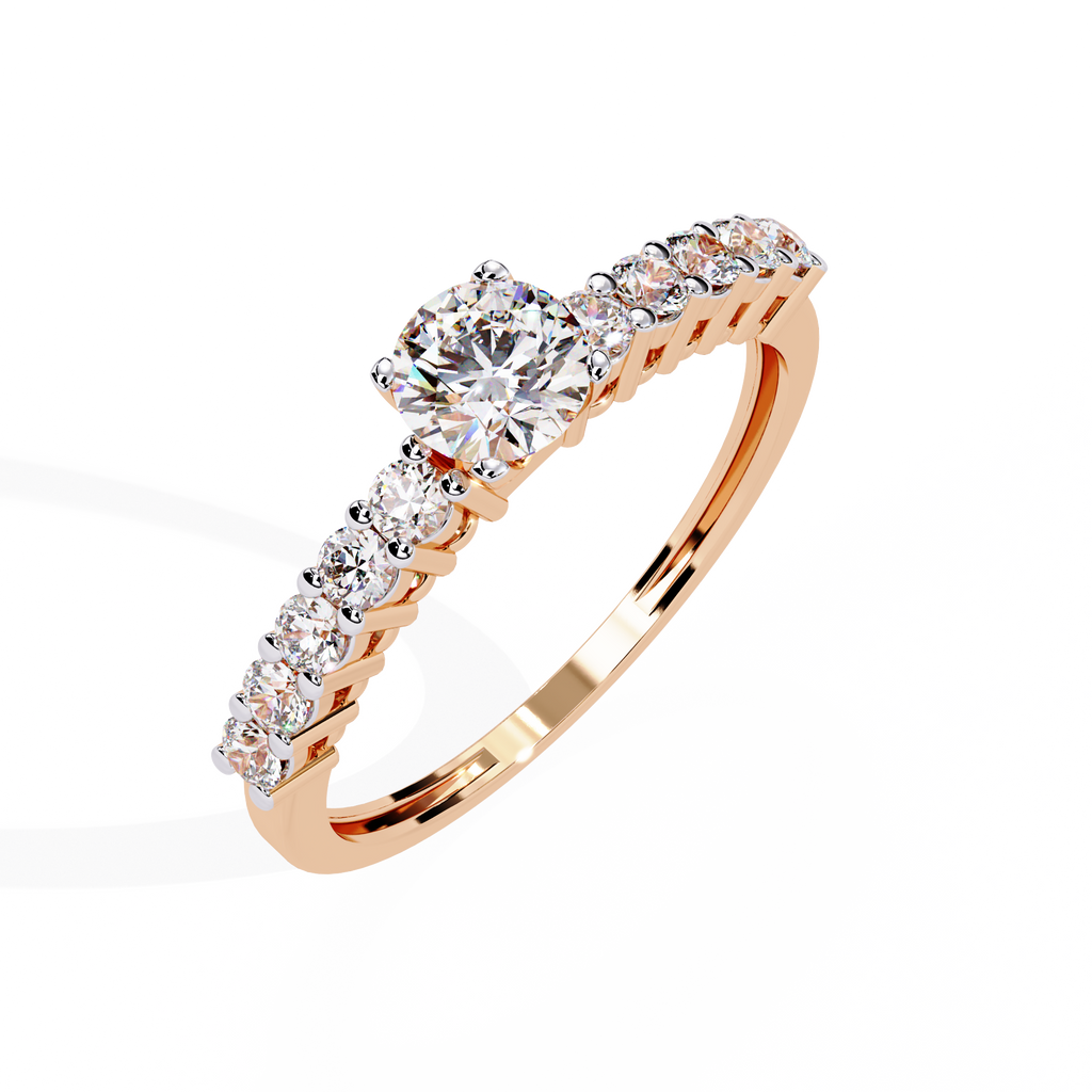 Round Cut Geometric Lab Grown Diamond Ring