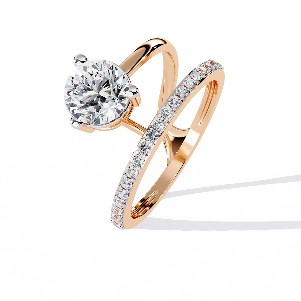 Round Cut Open Band Lab Grown Diamond Ring