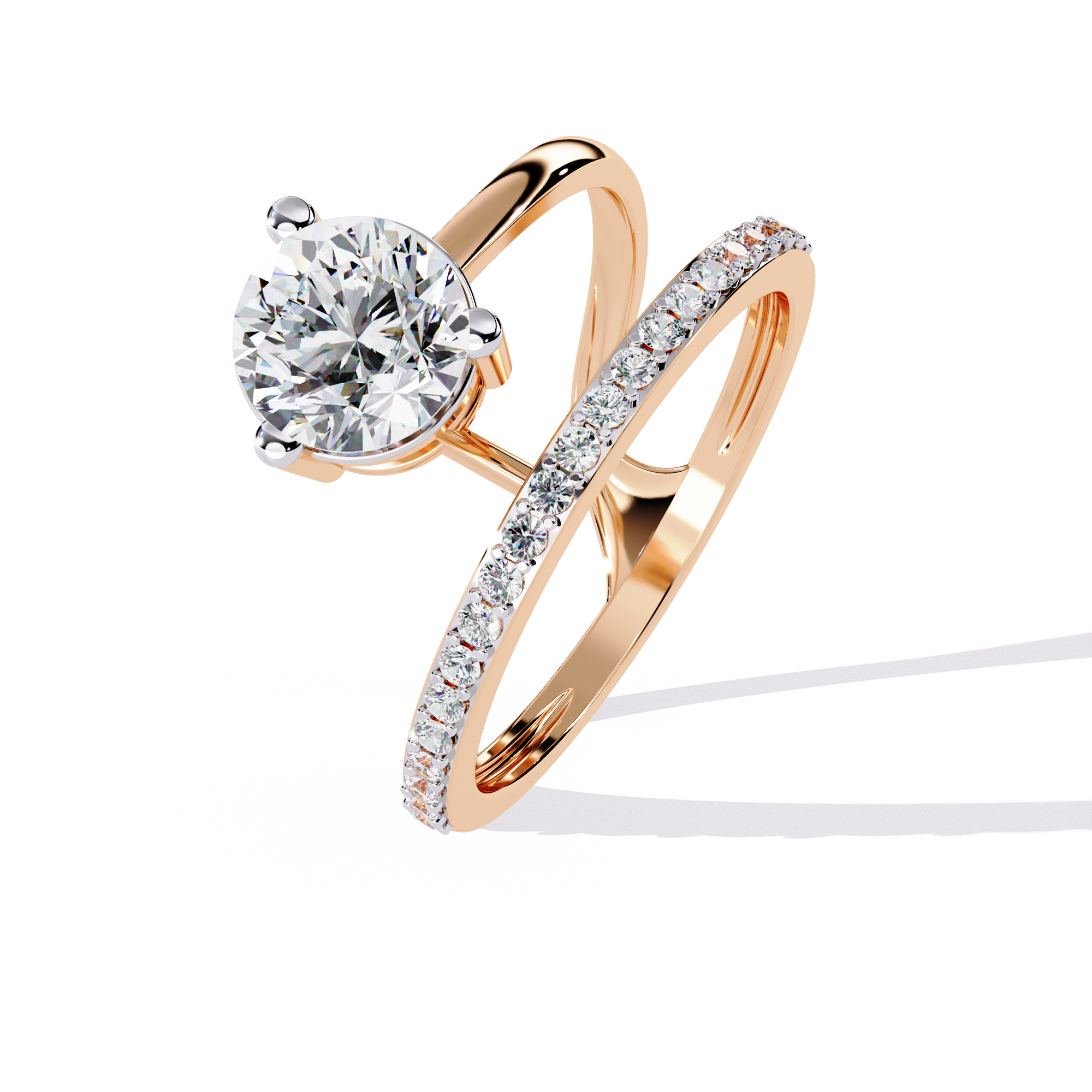 Round Cut Open Band Lab Grown Diamond Ring