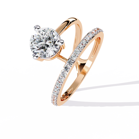 Round Cut Open Band Lab Grown Diamond Ring
