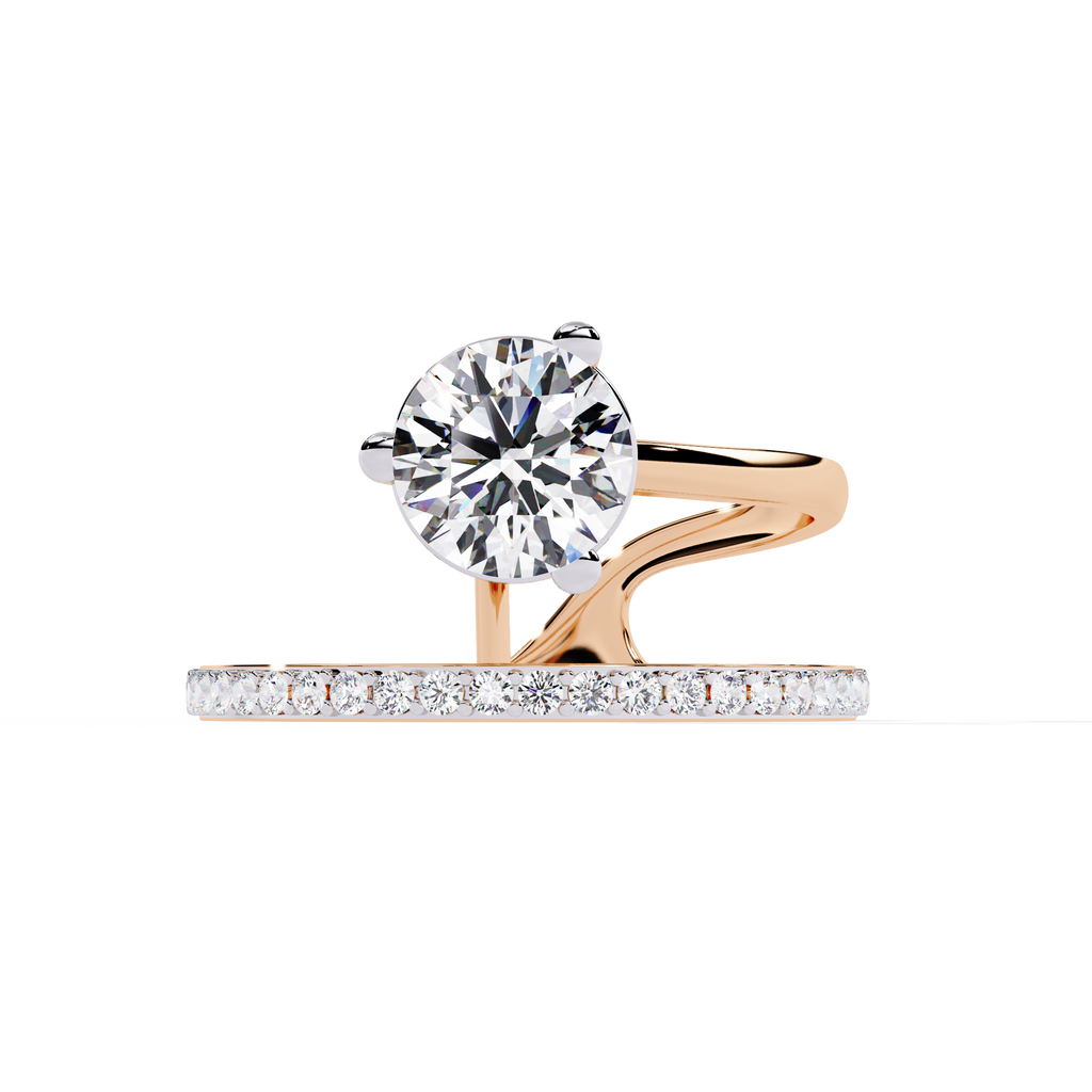 Round Cut Open Band Lab Grown Diamond Ring