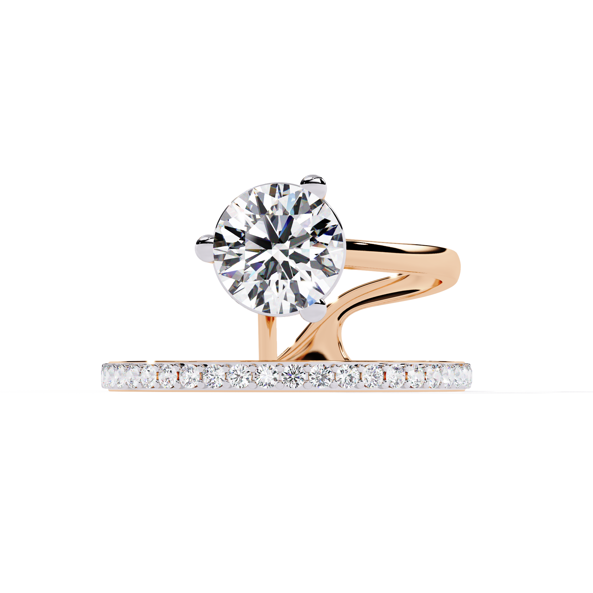 Round Cut Open Band Lab Grown Diamond Ring