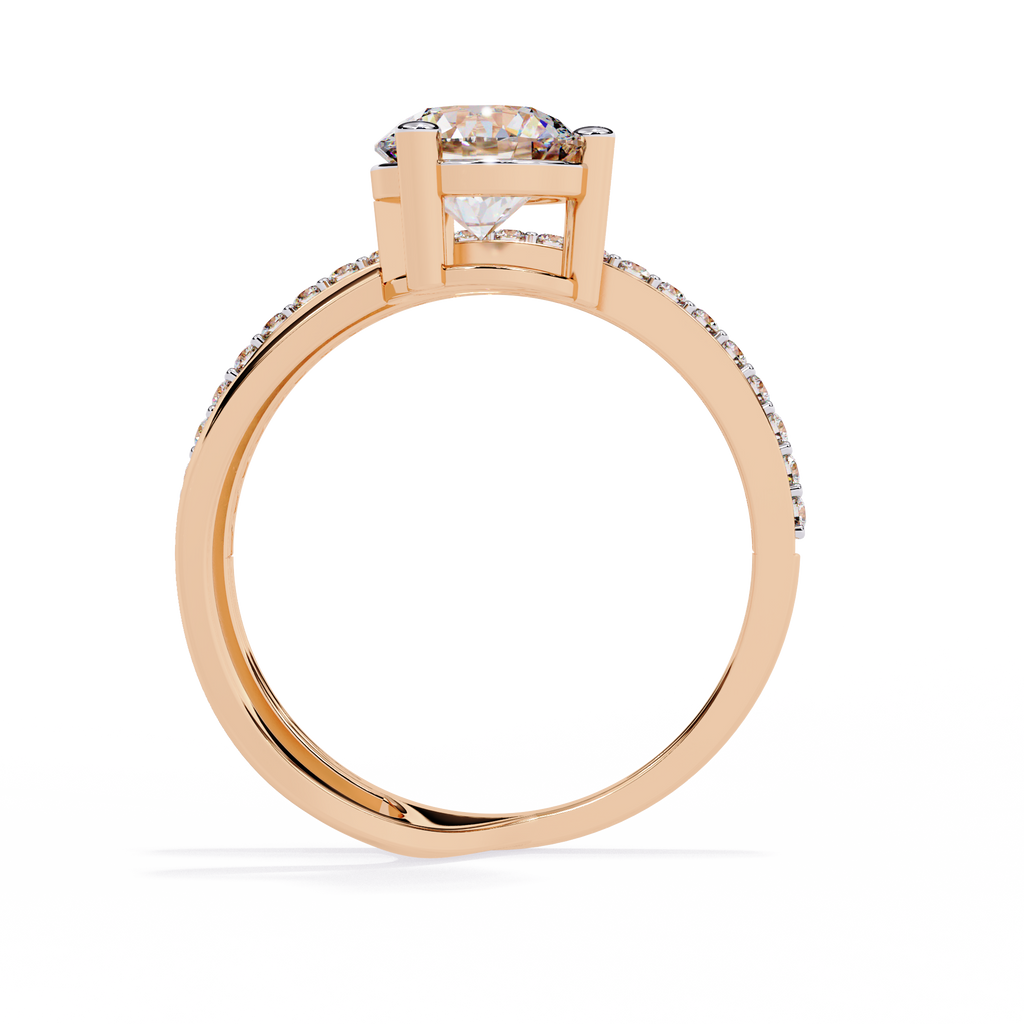 Round Cut Open Band Lab Grown Diamond Ring