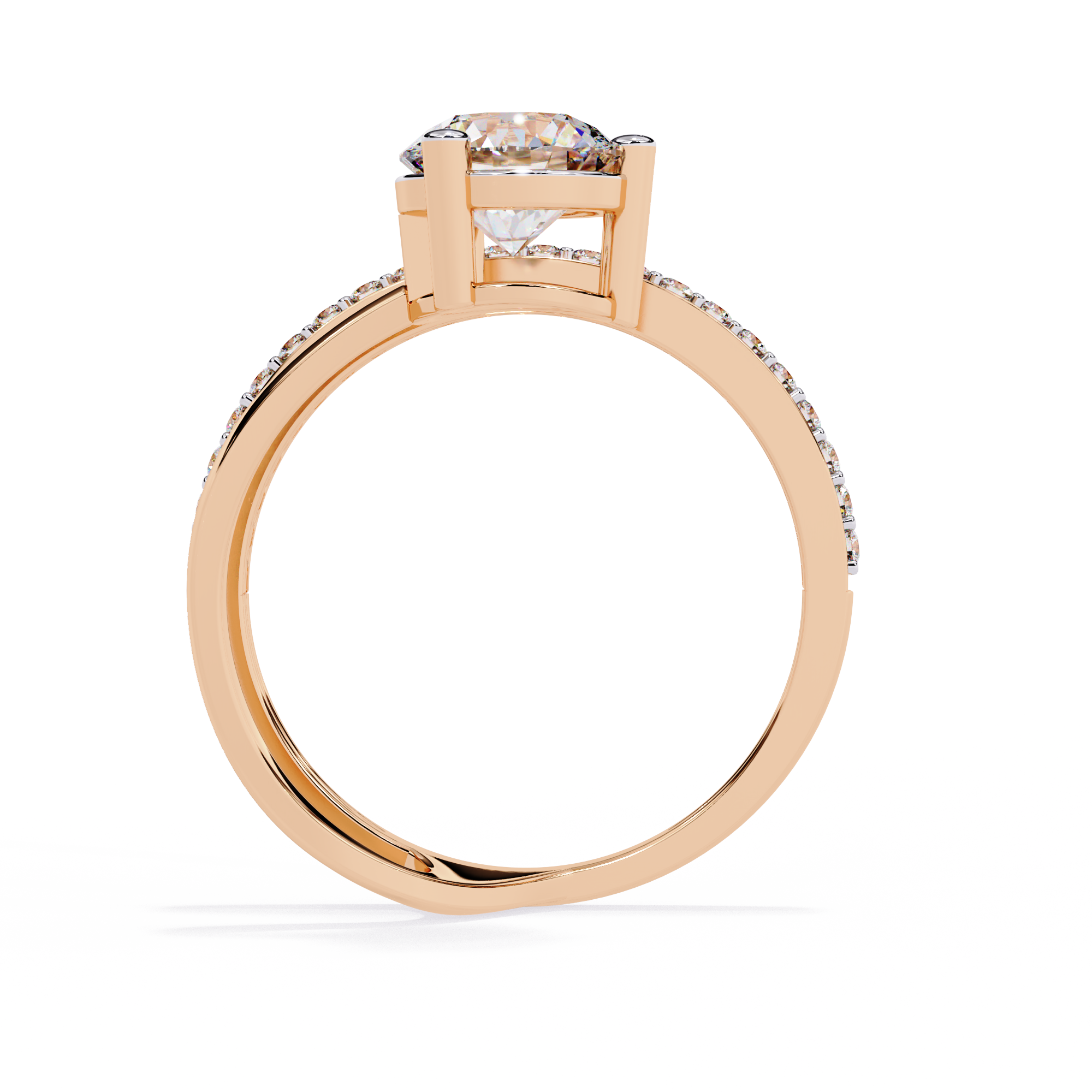 Round Cut Open Band Lab Grown Diamond Ring