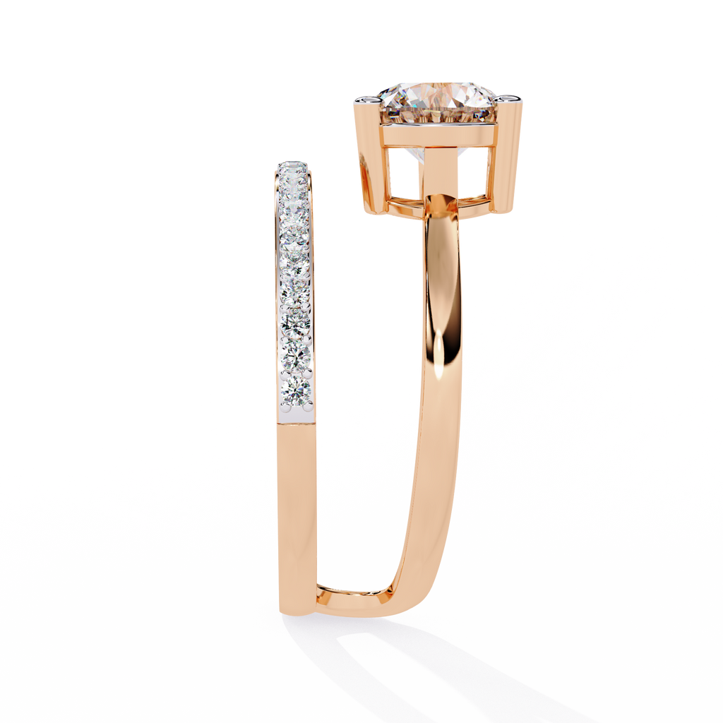 Round Cut Open Band Lab Grown Diamond Ring