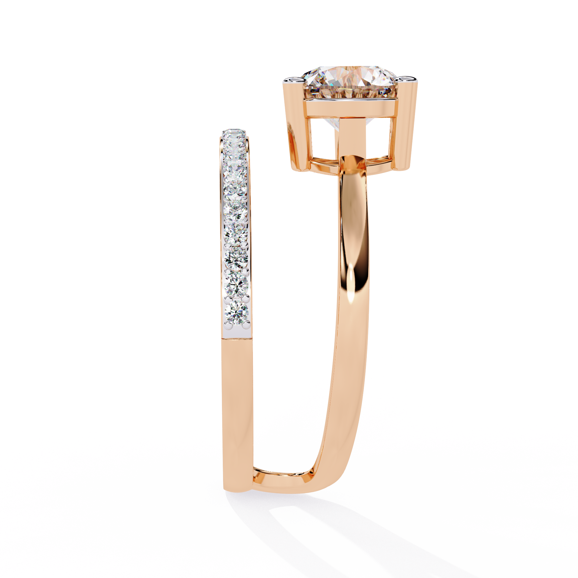 Round Cut Open Band Lab Grown Diamond Ring